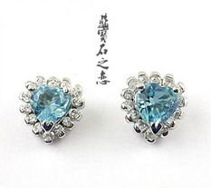 925银镶白金天然蓝黄玉耳钉与昌乐艾琳珠宝首饰加工厂 跨界之美